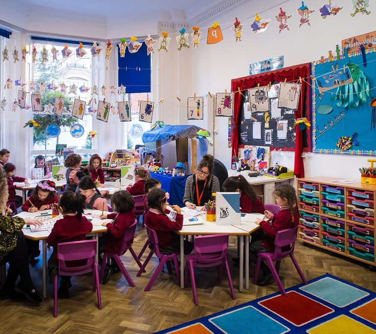 Teachers and students using the reception classroom