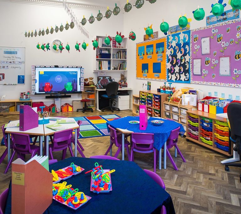 An empty classroom for reception students
